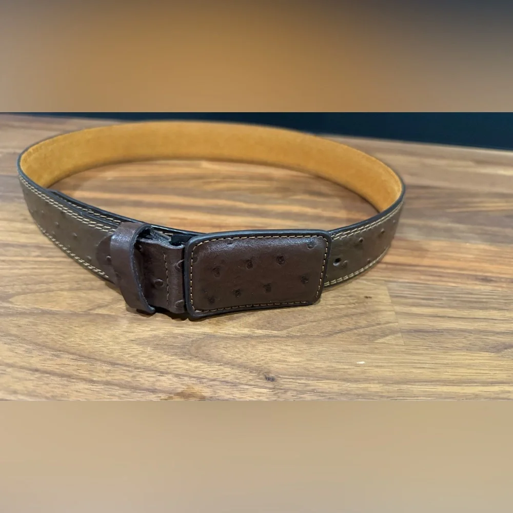 Original Genuine Ostrich Belt Square Buckle